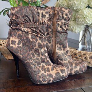 Chic diba Wiz Ard Cheetah Animal Print Stiletto Heels Bootie Boots
